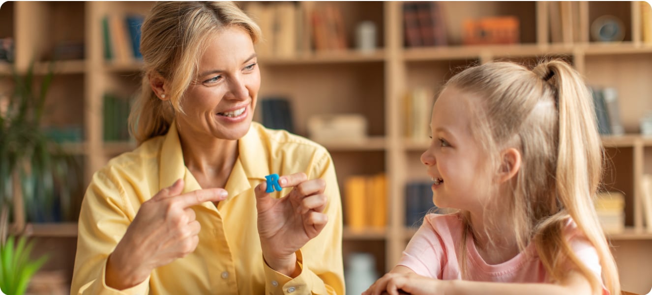 A therapist conducting a virtual ABA therapy session, showcasing online care options