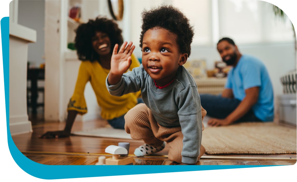 A child participating in early intervention therapy with a supportive therapist